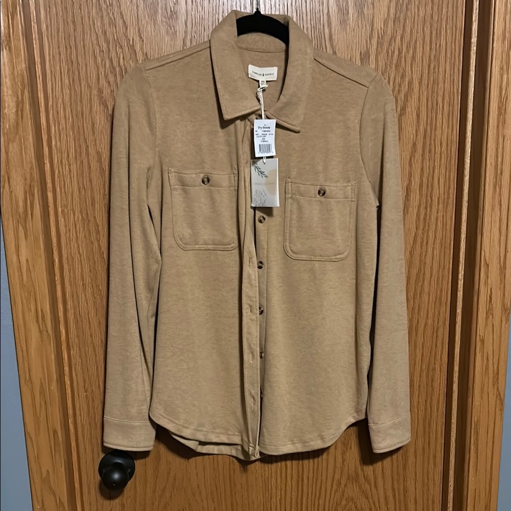 Thread & Supply Beige Button-Up Shirt